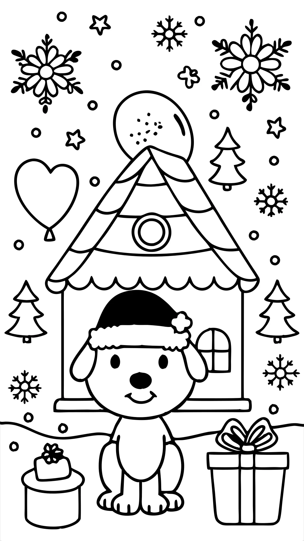 Página para colorear de Navidad de Snoopy